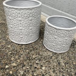 Ceramic Pot Set Of 2 (8” And 6” No Drainage Holes