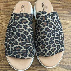 New Sesto Meucci Tiger Fabric Slip On Sandals Size 39/8.5-9