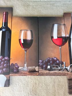 Canvas First Wall Art-Grape Wine in Bottle Cups Kitchen Wall Art