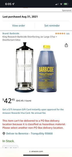 Brand New Barbicide and Glass Jar Container