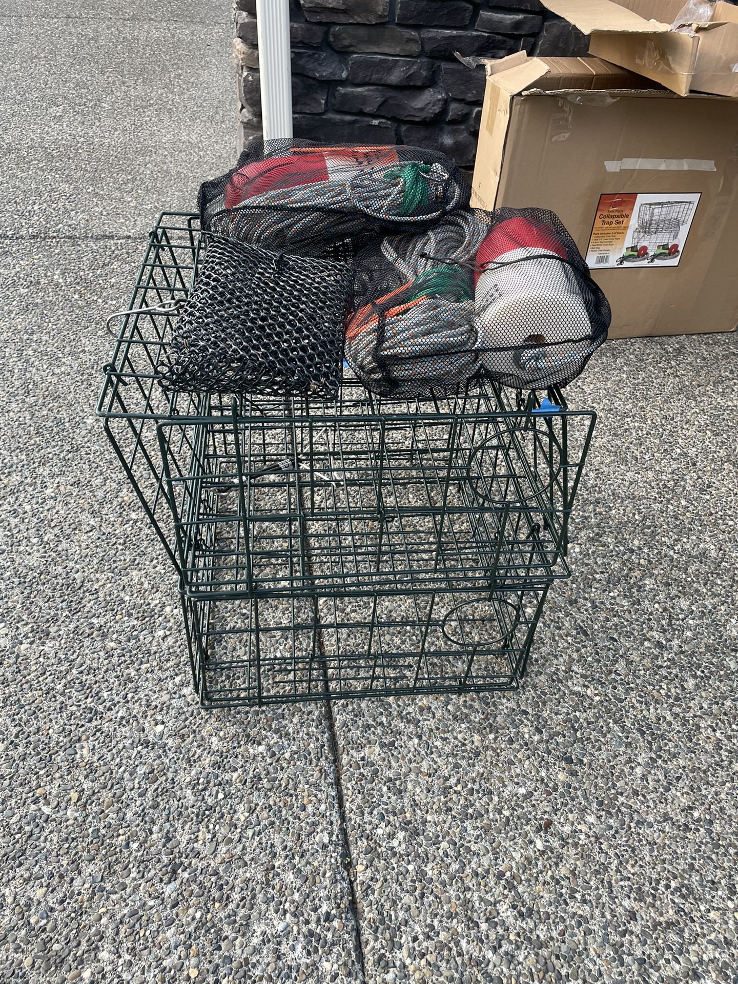 Crab Pot kit X2 (crab pots, leaded lines, buoy, bait bag and crab gauge)