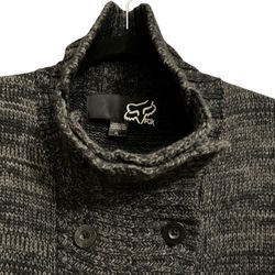 FOX Riders Company Women’s Sweater XL Button Up Charcoal Grey Collar NWOT