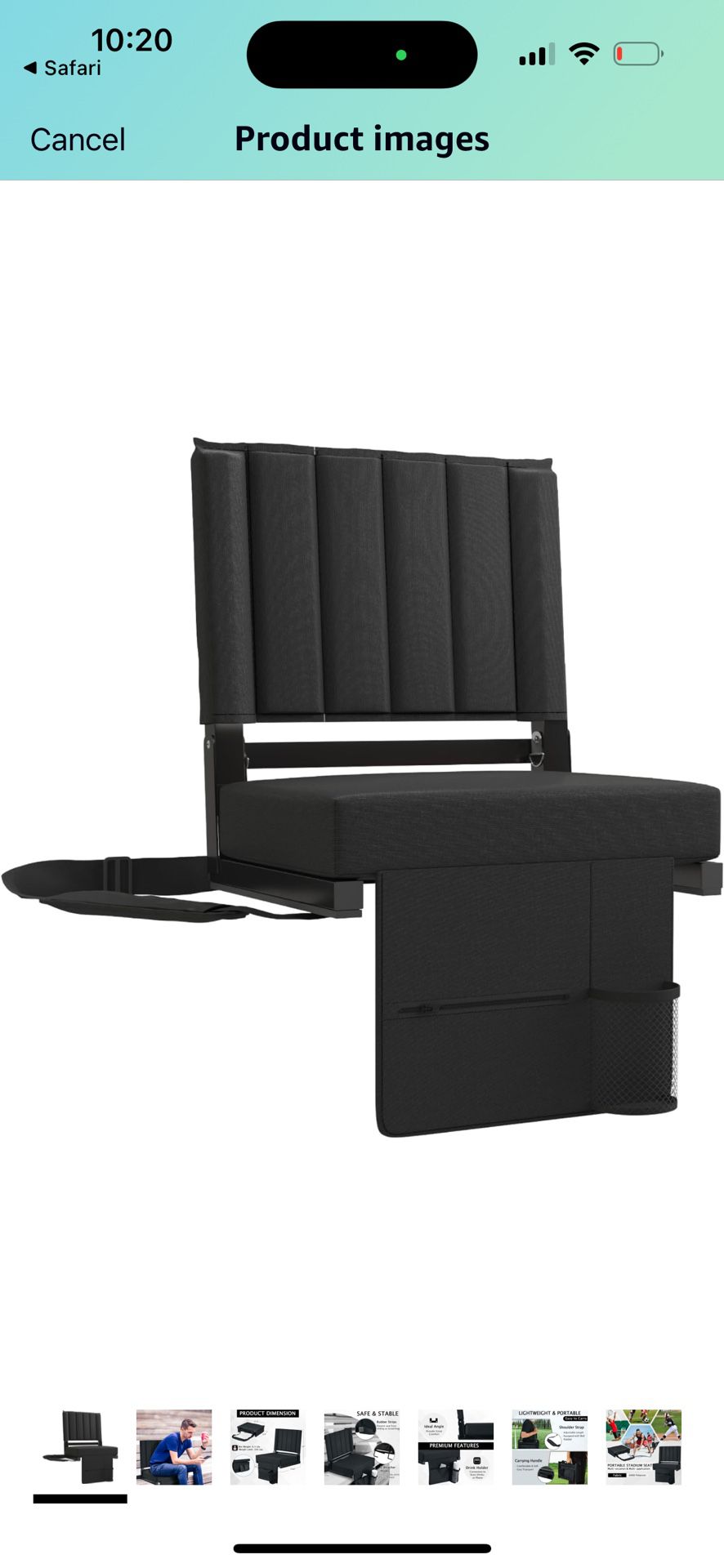 Besunbar Stadium Seat for Bleachers with Back Support and Wide Padded Cushion Stadium Chair, Includes Shoulder Strap and Cup Holder