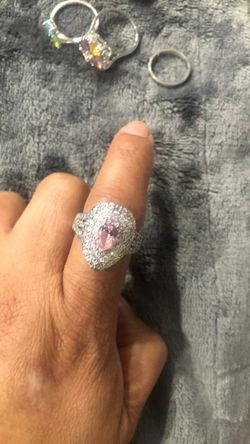 Sterling silver tear drop pink with white gemstones