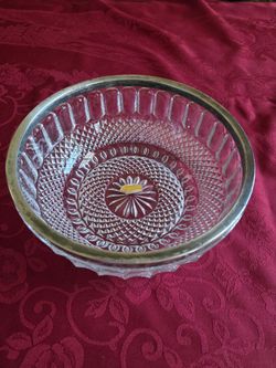 Vtg Lead Crystal 24% Bowl With Silver Trim 8.5"wide X 3.75"tall - Germany