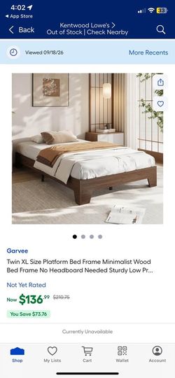 Twin XL Platform Bed Frame, Minimalist Wood, No Box Spring Needed