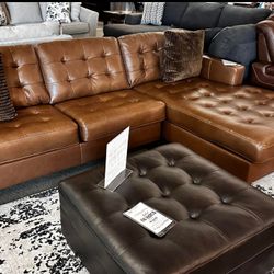 OM• $38 Initial • Brand New Baskove Real Leather Sectional 