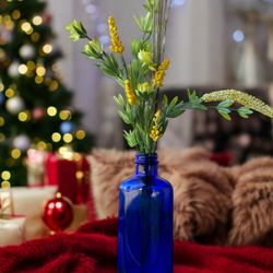 Phillips Vintage Cobalt Blue Glass Vase Farmhouse Decor BUNDLE W/ OTHER COBALTS