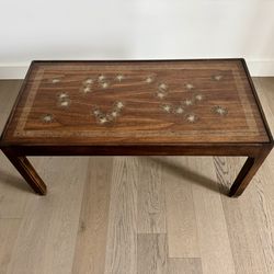 MCM Brandt Coffee Table – Starburst Inlay Top with Greek Key Motif