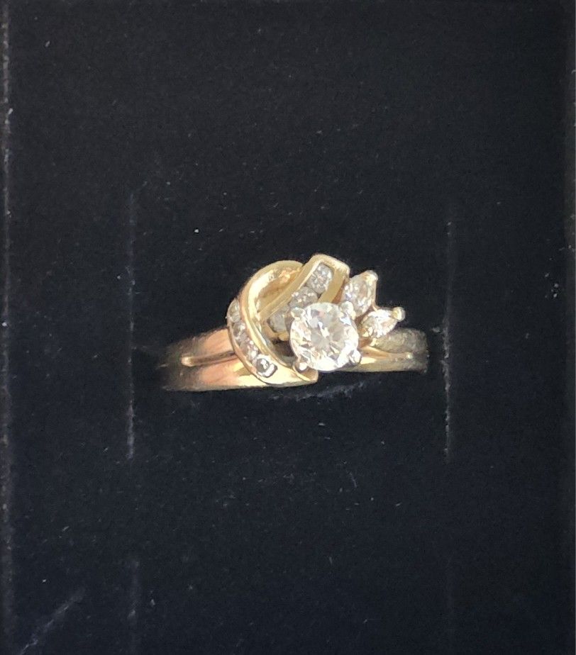 Engagement Gold 14k Real Diamond Ring