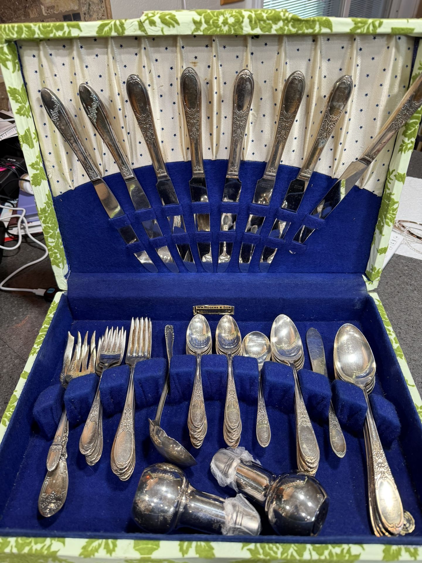 Vintage Silver plate Set In Wooden Box 