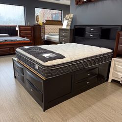 Black Ultimate Storage Bed Frame - Emily USB 