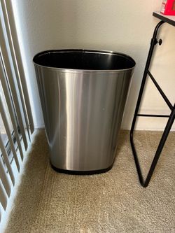 Used Oval Stainless Steel Open Top Trash Can
