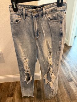 Hollister Light Blue Distressed Straight Leg Jeans size 1