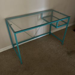 Girl's Desk (teal blue, Glass Top)