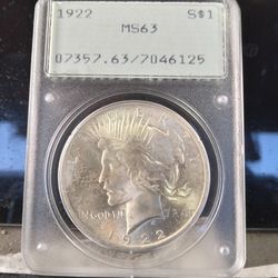 1922 MS63 PEACE DOLLAR PCGS RATTLER!