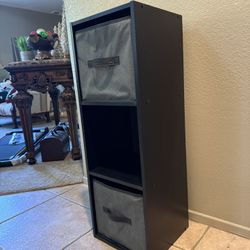 Black 3-Tier Storage Organizer with Fabric Bins