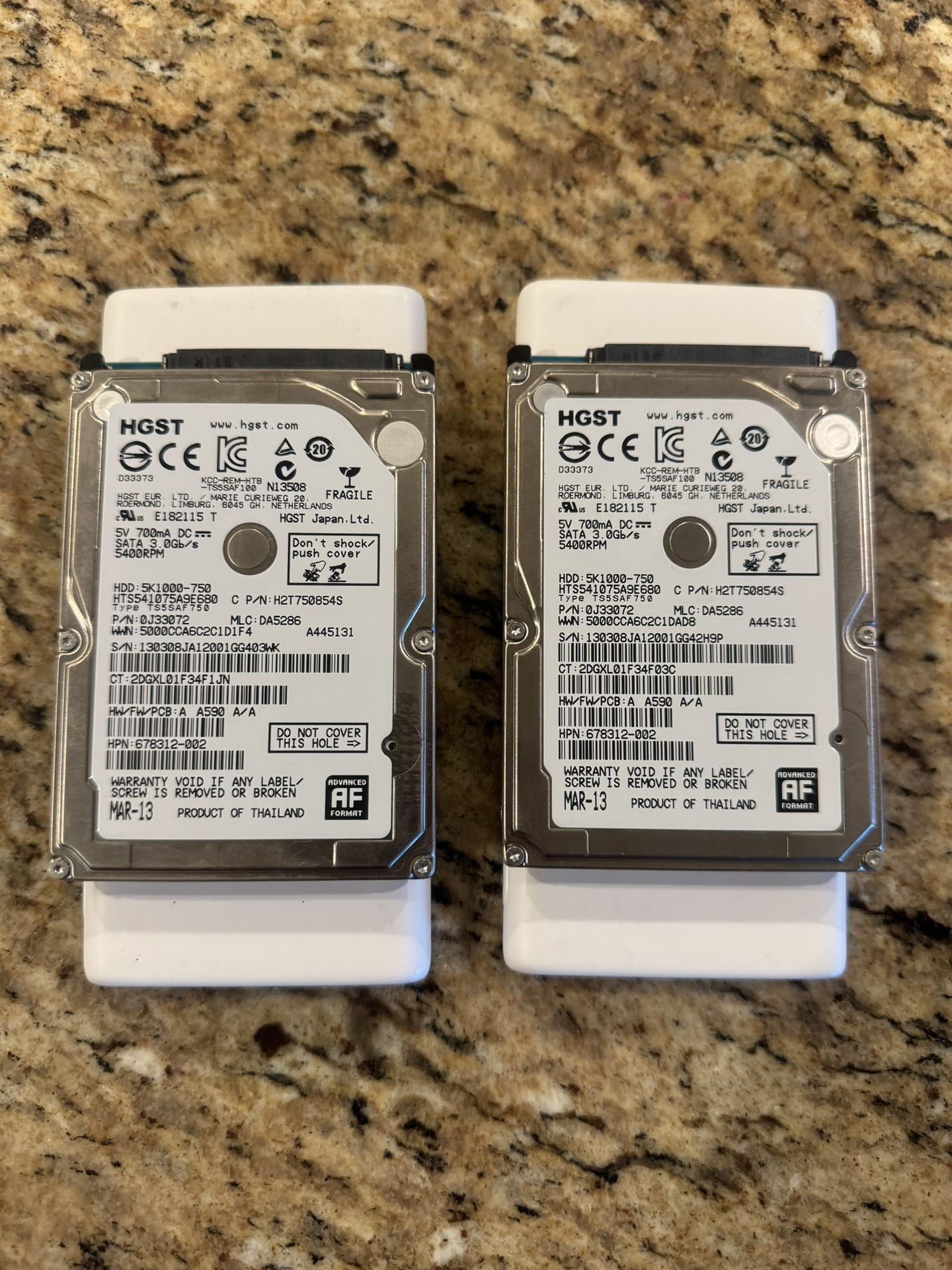 2 X 750 GB Laptop Hard Drives