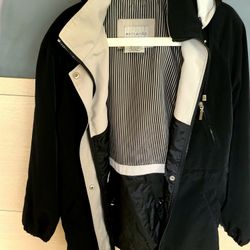 Women Black Coat Jacket  With Detachable Hood Size M(8-10)