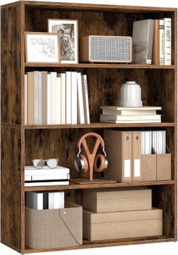 4-Tier Bookshelf, Storage Organizer, 31.5 x 9.4 x 42.5 Inches Particleboard and MDF, for Home Office, Rustic Brown, CUSTOS Collection ULBC174K01