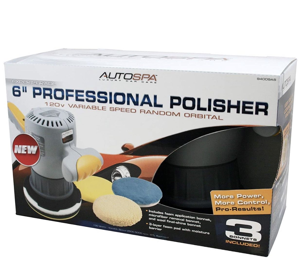 AutoSpa 94009AS Dual Speed 6" Professional Polisher with 3 Bonus