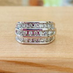 Genuine 1 Carat Weight Diamond Ring with 14K White Gold