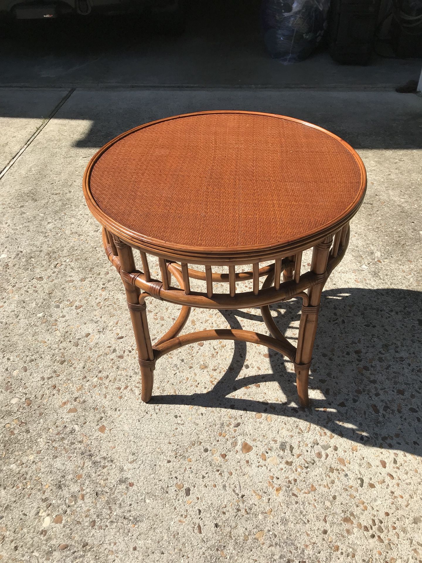 Ethan Allen Bamboo Round Side Table