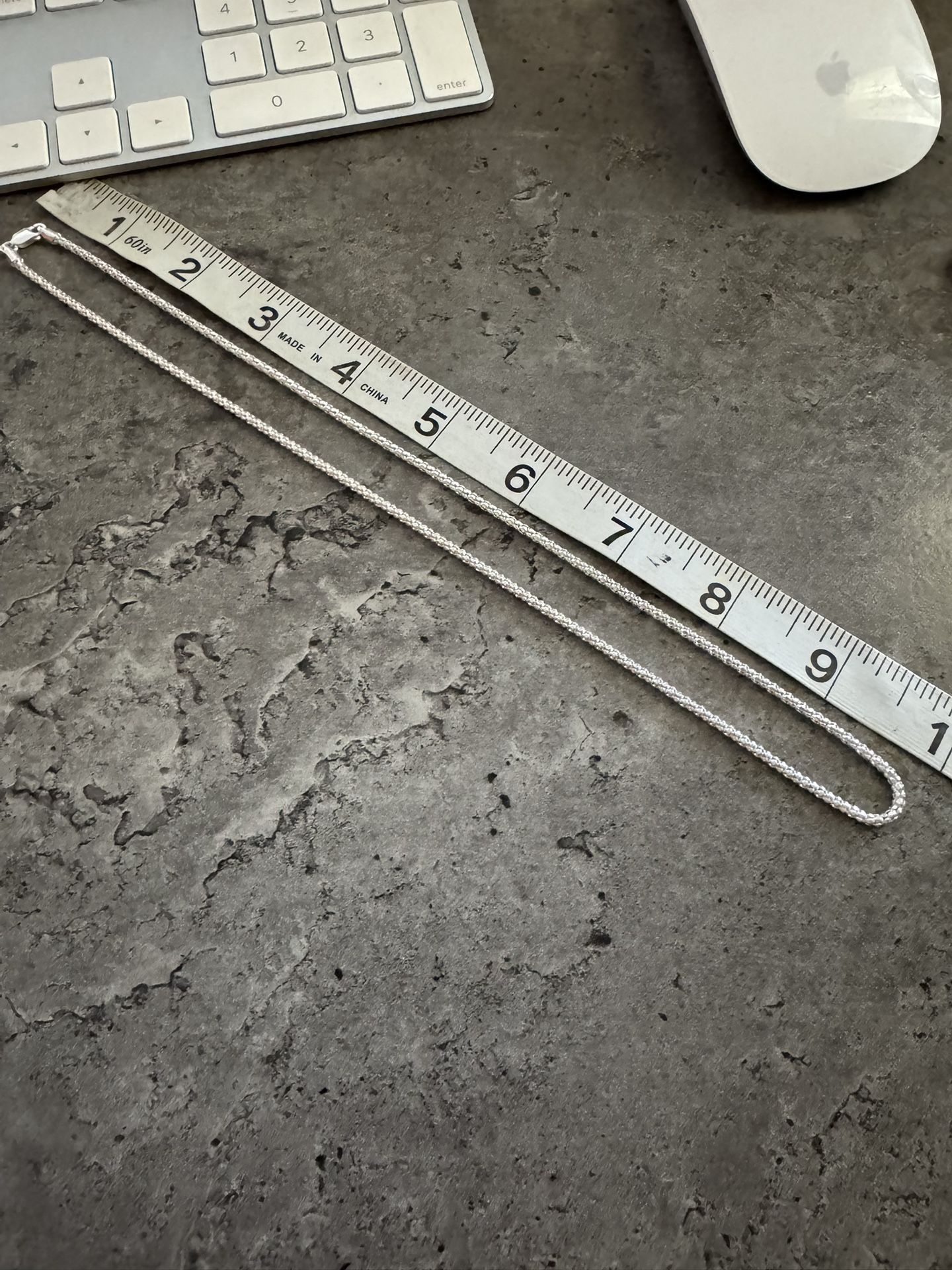 New 925 Italy Silver Popcorn Chain 20” Long 5 Grams