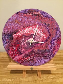 Acrylic painting wall clock, 10in.