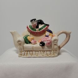 Vintage mini Teapot Cat and Doll in the Couch see pic for details
