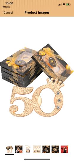 Open box item 47 pieces of “50” Bottle Openers for 50th Birthday Party Favors gold and black theme