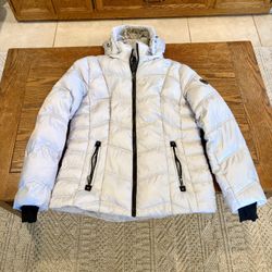 Nautica Women's Stretch Puffer Detachable Hood Fleece Jacket size Large 