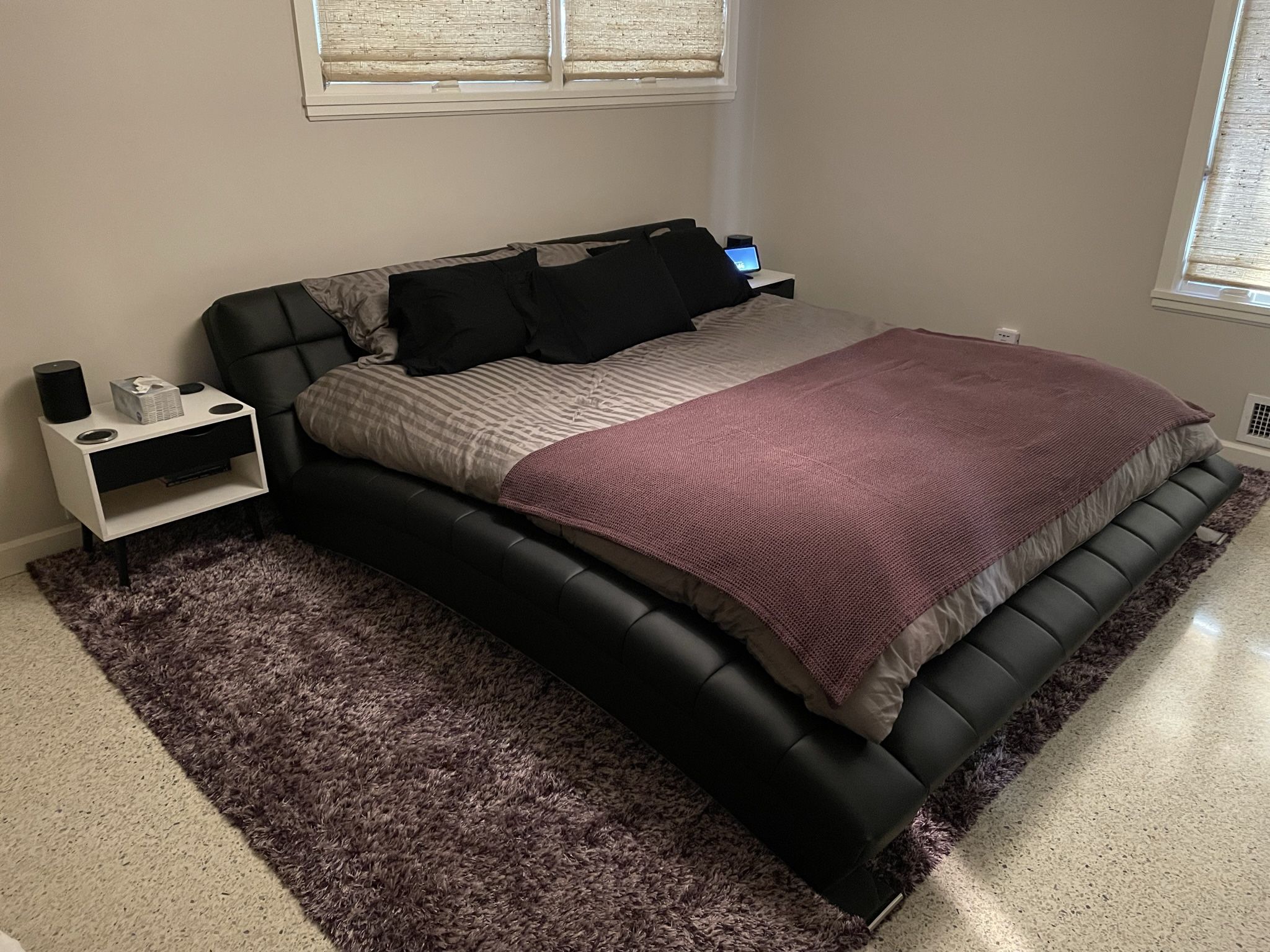 King Bed Frame: Black Leather