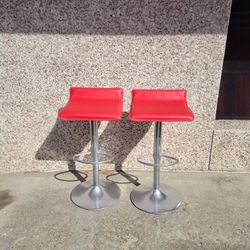 2 Red Bar Stools 