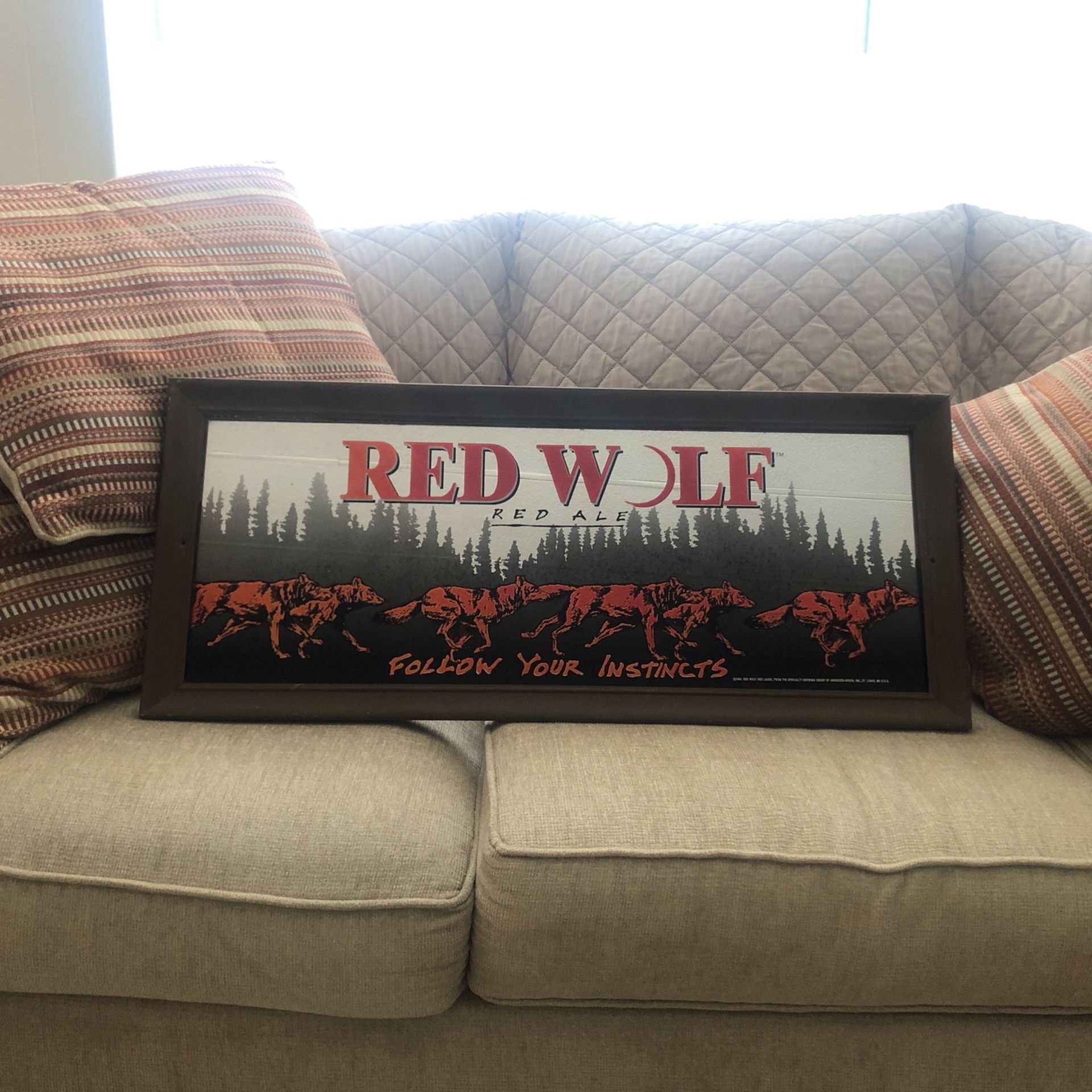 Red Wolf Red Ale Beer Mirror Sign 32” X 14”