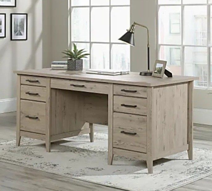 Sauder® Summit Station 66"W Executive Desk, Laurel Oak