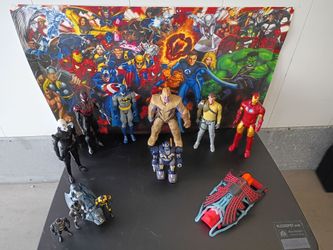 The collection of the Marvel action figurines