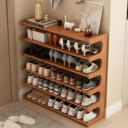 Leo Iris 6-Tier Bamboo Shoe Rack – 80cm Wide Organizer