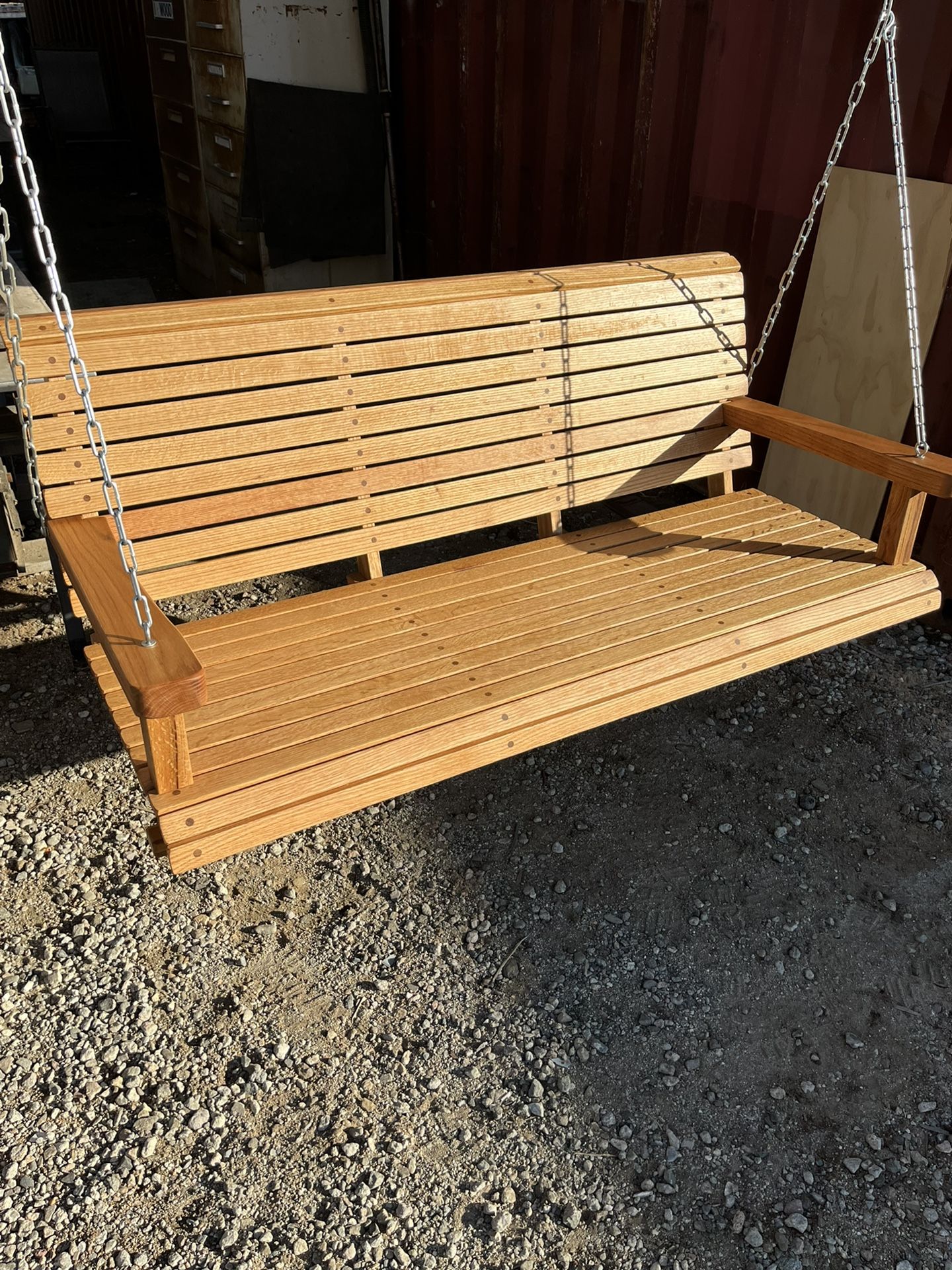 RED OAK PORCH SWINGS 54” Wide With Chain $400