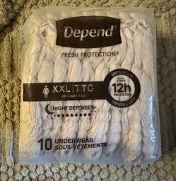 Women’s Depend Night Defense Adult Incontinence Disposable Diaper Underwear, XXL, Blush, 10 Count