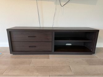 Modern Dark Wood TV Stand with Storage Drawers