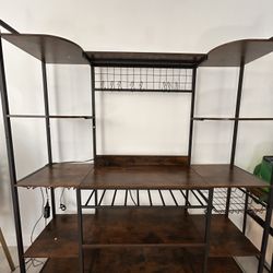 Bakers Rack With Hooks And Shelves