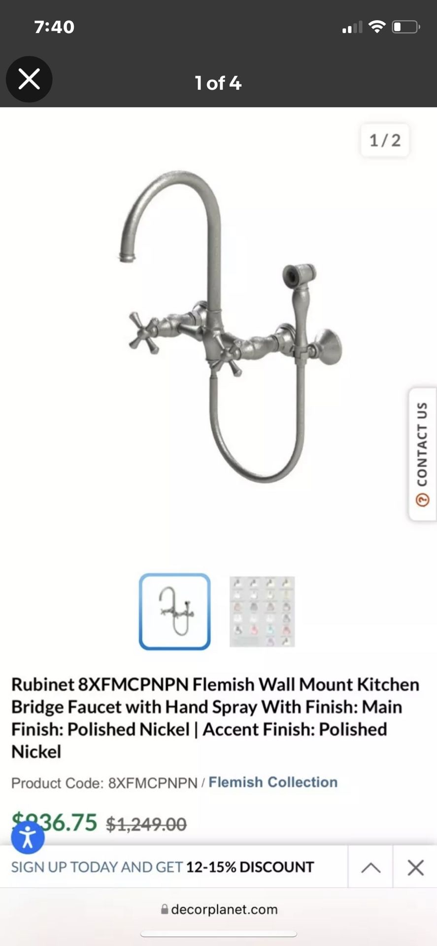 Rubinet Wall Mounted Kitchen with Spray