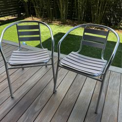 Pair Of Aluminum Stacking Restaurant Outdoor Chairs