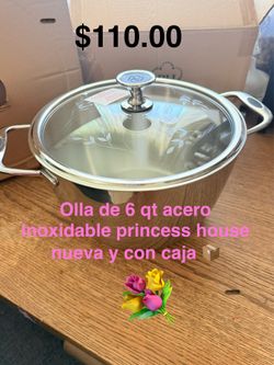 Olla de 6 qt acero inoxidable 👉 princess house todo nuevo y con caja 📦