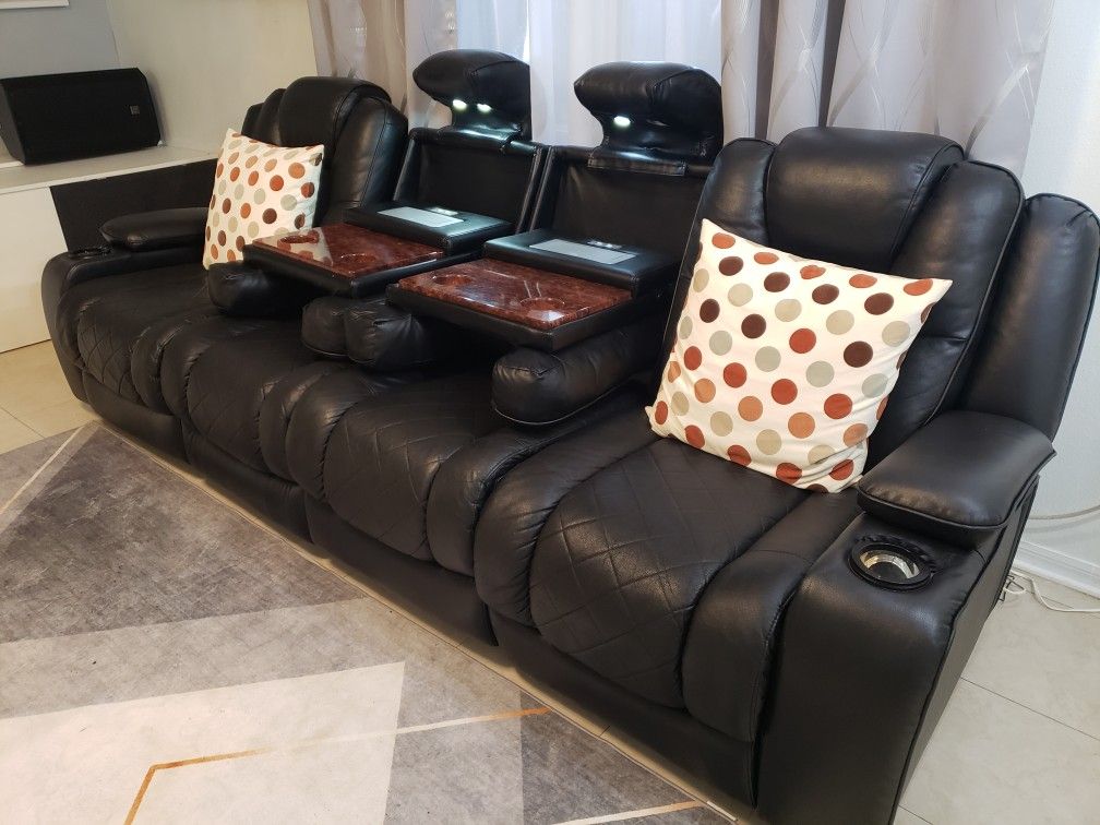 Leather Living Room Power Reclining Couch