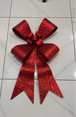 Large Red Glitter Decorative Bow