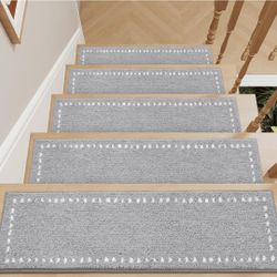 New Stair-Treads Non Slip Indoor, Stair Treads for Wooden Steps 15PC, Soft Carpet Stair Treads, Peel and Stick Stair Treads Reusable Adhesive 