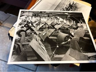 F4F Aircraft hanger deck of the USS Charger looking aft 1942