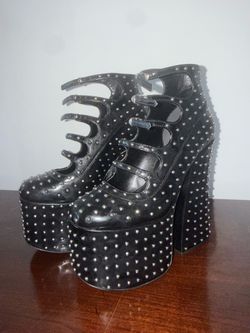 MARC JACOBS The Kiki Ankle Platform Studded Leather Boots Black size 5